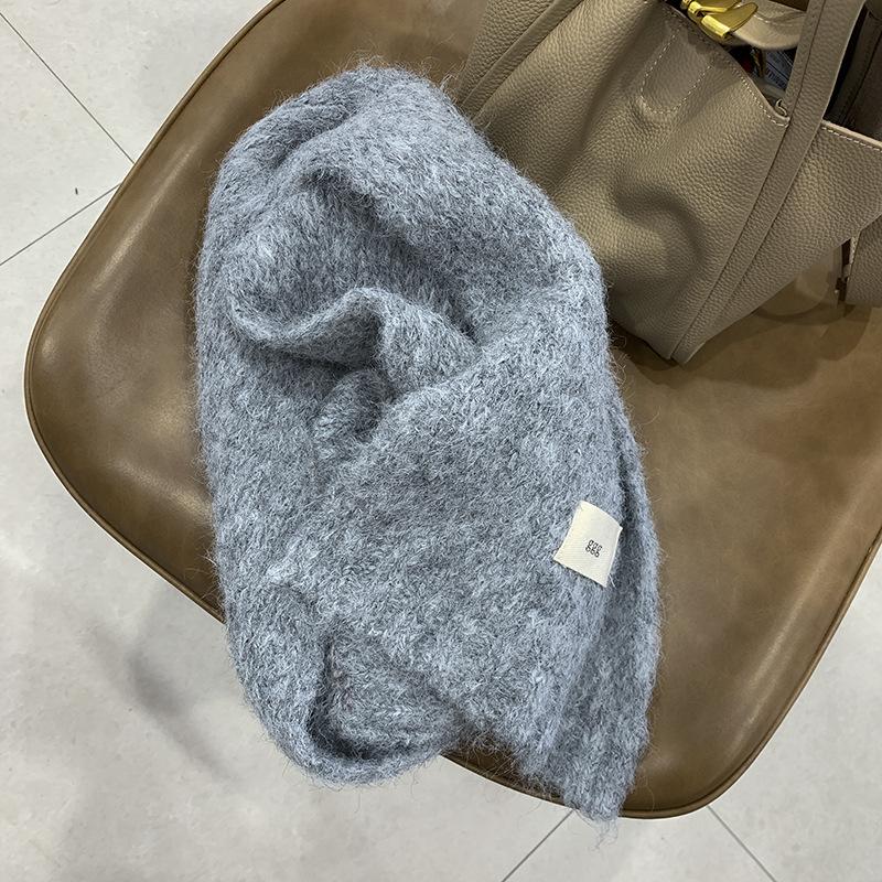 Wind containing wool purple scarf girls autumn and winter white wool warm thickened student scarf