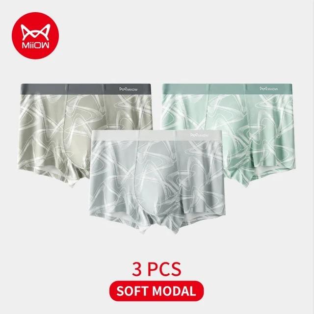 MiiOW 3pcs  Modal Men's Underwear AAA Antibacterial Oversized Checkered Underwear Boxing Shorts L-4XL