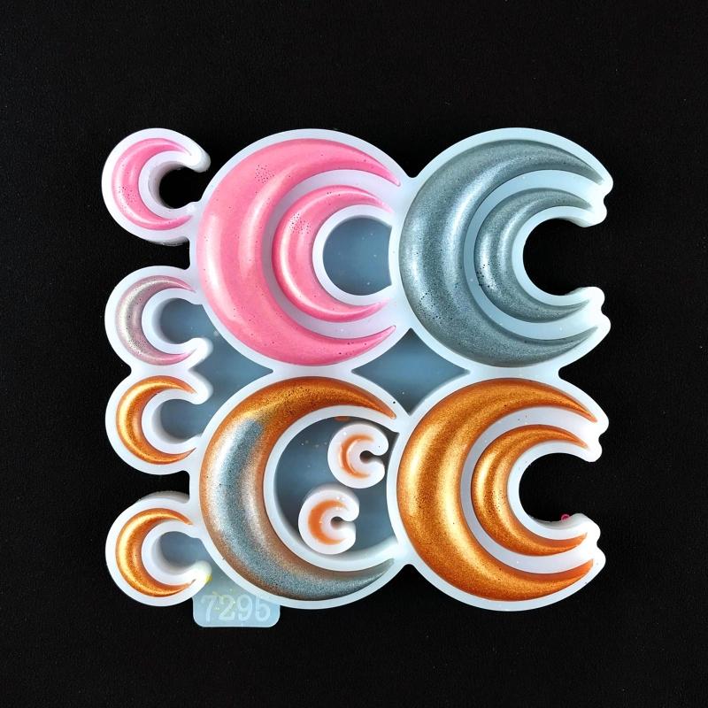 Star Love Moon Pendant Necklace Silicone Mold with Hole for DIY Necklace Crystal Mold Craft Jewelry Making Earring