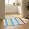 Colorful Striped Pattern Floor Mat Flannel Door Mat Non-Slip Bedroom Living Room Home Decor
