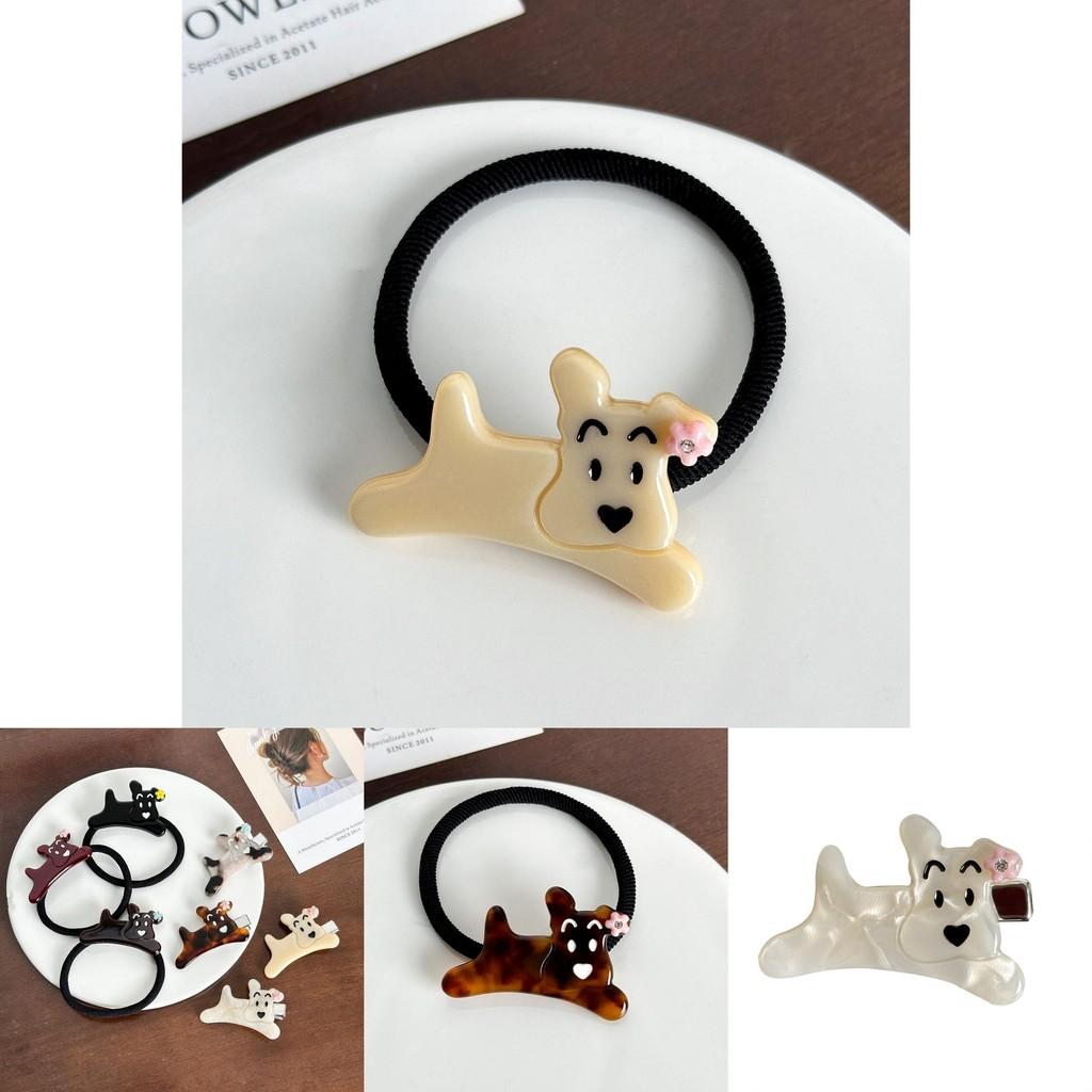 Niedliche Acetat-Hundespangen und Scrunchies für hohe Pferdeschwänze und lustige Frisuren