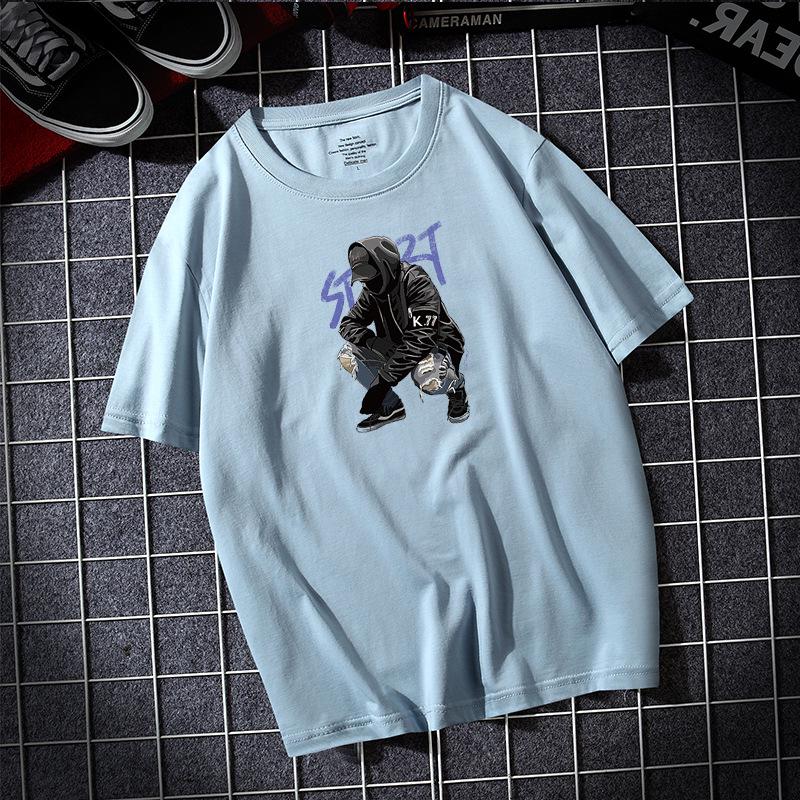 

Мужская футболка с короткими рукавами, 100% хлопок, повседневная футболка, размер S-6XL 6XL озеро синий