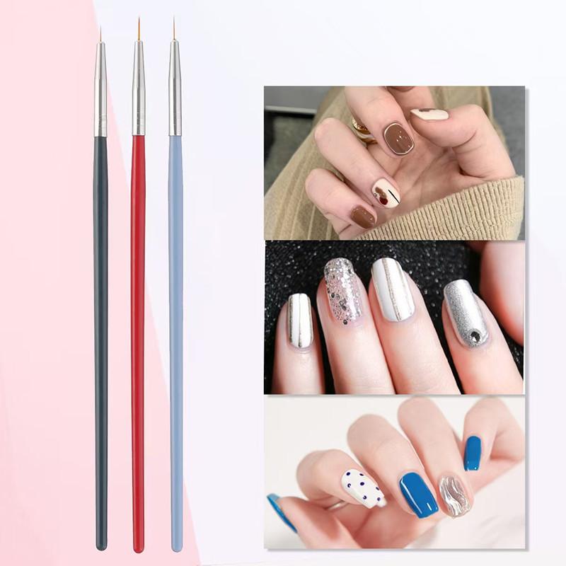 3Pcs/set Nail Art UV Gel Liner Painting Brushes Drawing Flower Striping Design Manicure Tools Kits 13cm