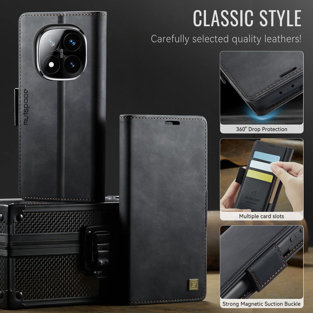 Per Xiaomi Redmi Note 14 Pro 4G/ Redmi Note 14 Pro 5G/ Note 14 Pro+ 5G Custodia a Portafoglio con Fessure per Carte e Cavalletto, Custodia in Pelle con Protezione a 360°