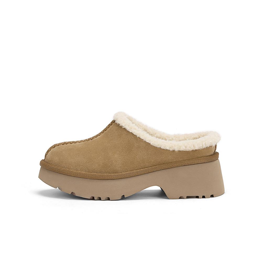 Fleece snow boots with thick soles to increase the height, wool slippers, winter bag head, fluffy slippers, and half-towed cotton shoes.