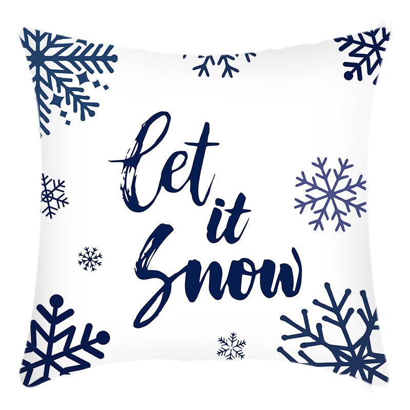 New Dark Blue and White Snowflake Christmas Pillow Case for Home Sofa and Bedroom Modern Simple and Fashionable Pillow Case