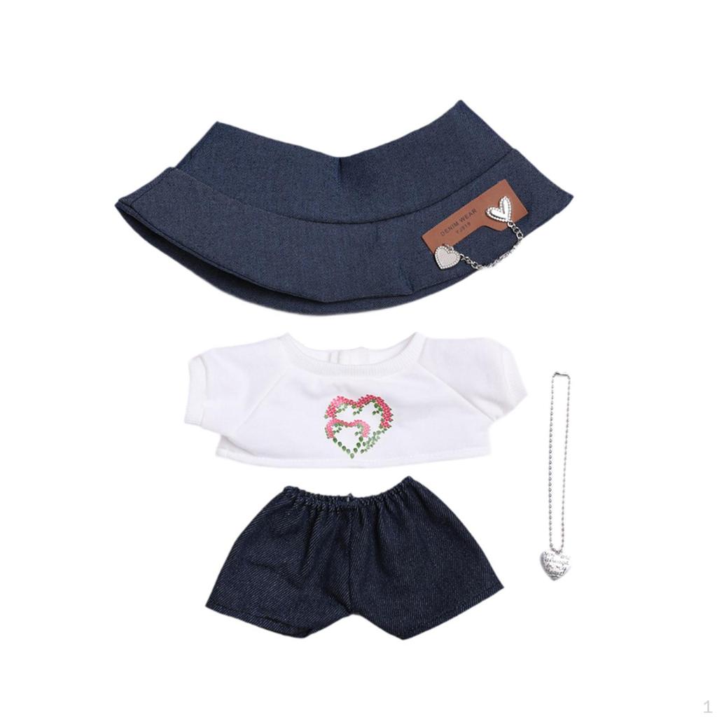 Miniature Clothes Costumes Cute with Hat Decoration Doll Outfit Shirt and Pants for 15inch Dolls