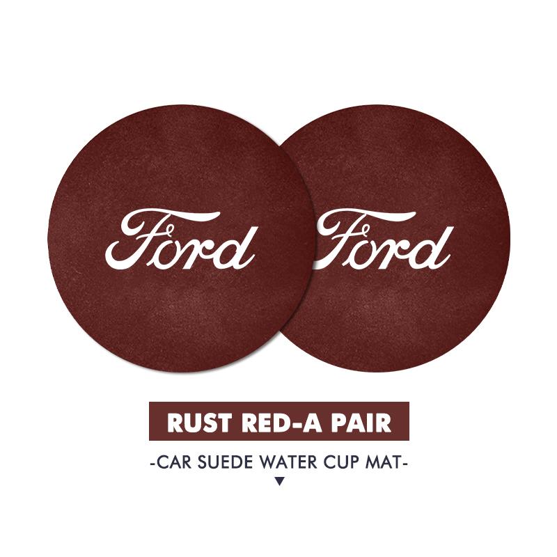 LLKF5 For Ford 2PCS Car Suede Coaster Water Cup Holder Anti-slip Pad Mat Auto Accessories Mk2 Mk3 Ranger Mondeo Mk4 S-MAX Kuga Mustang