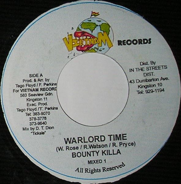 

7inch Record BOUNTY KILLER - Warlord Time NONE Vietnam Records Jamaica Reggae, Ska & Dub Used