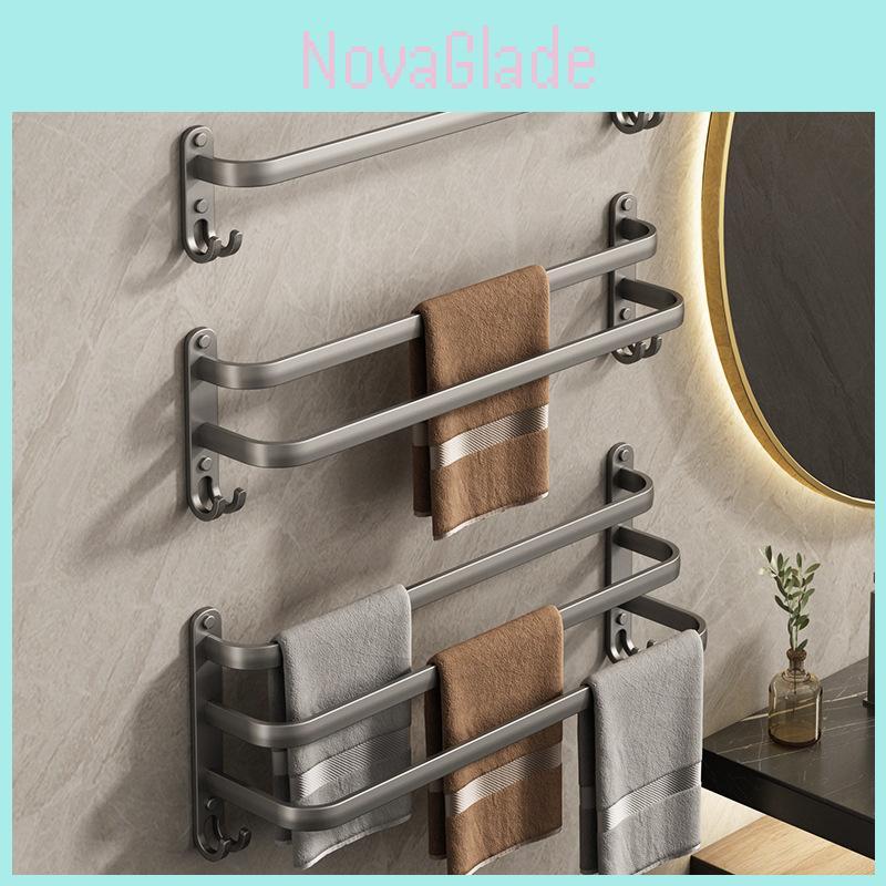 Modern Aluminum Wallmounted Towel Rack With Antimildew Finish For Bathroom And Kitchen Storage