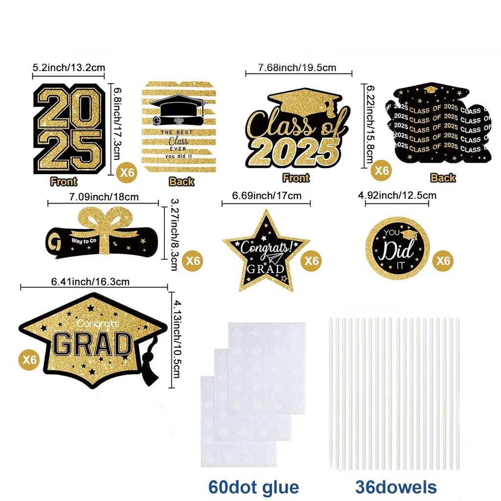 Graduation Decorations Blue And Gold Graduation Table Centerpiece Sticks For College High School Congratulations Graduates Party Supplies