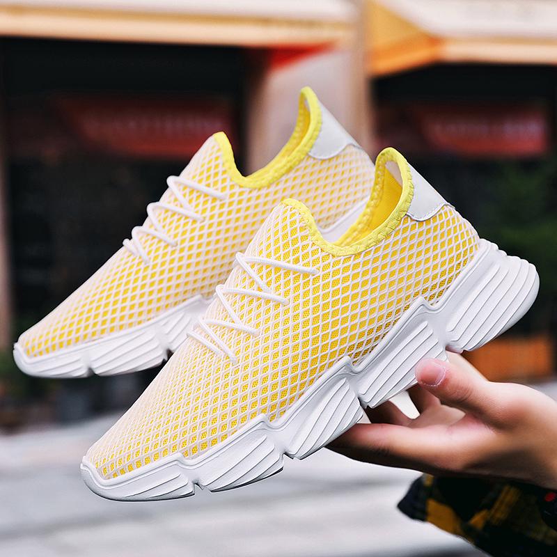 

Мужская вязаная обувь для бега и ходьбы, модные повседневные кроссовки, дышащие спортивные легкие мужские кроссовки для занятий спортом в тренажерном зале, повседневная обувь 39 жёлтый