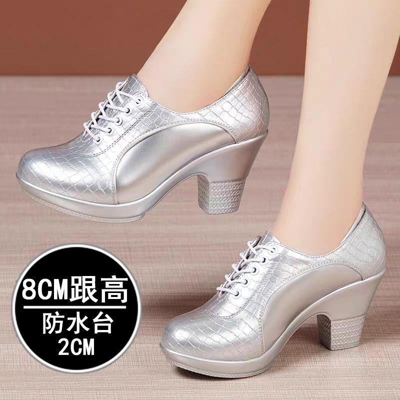 

6см 8см Маленький Великий Розмір 33-43 Зручні Лаковані Туфлі Жіночі Платформа Оксфорди 2025 Весна Блочні Високі Підбори Взуття Робота Мама 39