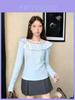 Oversize T Shirt For Women With Lace Splicing In Blue Spring 2025 Collection