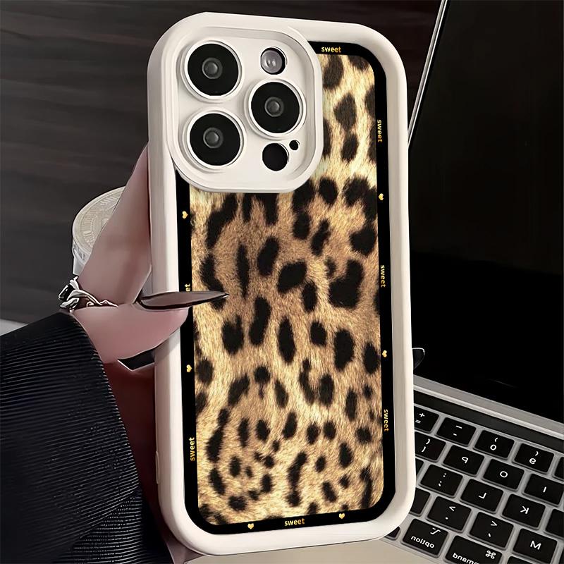 Phone Case for iPhone 17 Air 16E 15 16 Pro Max Fashion Sweet Leopard Print Cover 14 Plus 13 12 Mini Soft Shell Silicone Fundas