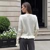 Women S Long Sleeve Ruffled Knit Cardigan Solid Color Casual Sweater