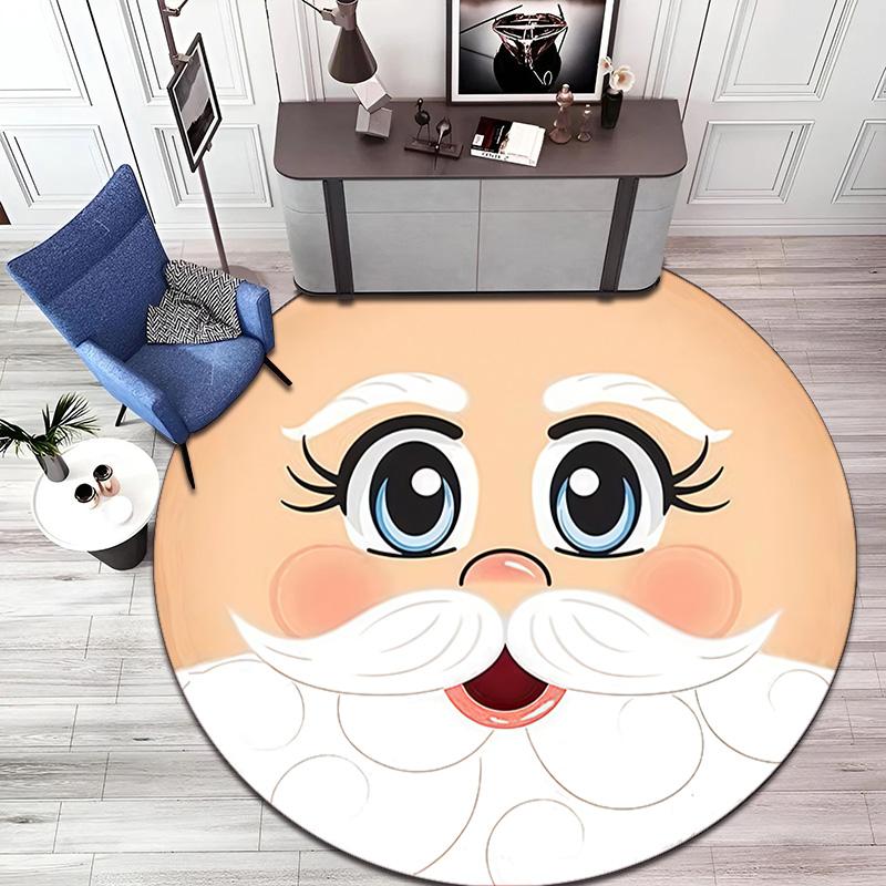 Cute Christmas Day Gift Bell Santa Claus Snowman Christmas Tree round rug Home Soft Decorative Anti slip Chair Mat Carpet Outdoor Floor Mat Carpet 109