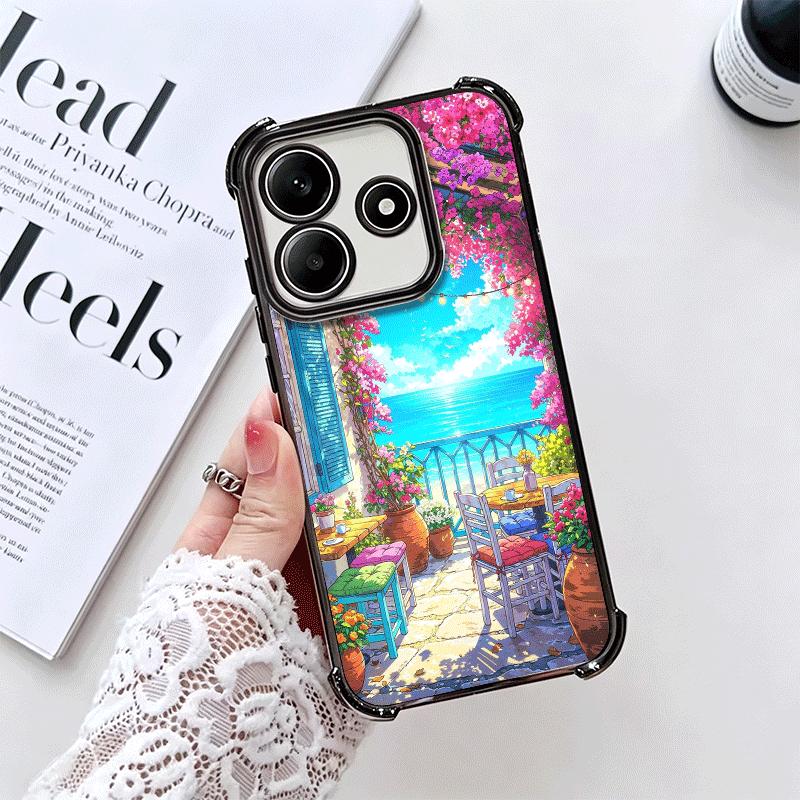 Anime Aesthetic Scenery Plating Phone Case For Xiaomi Redmi Note 14 15 Pro Plus 13 12 11 11S 11T 10 9S 9 5G Anti-Fall Airabag Co