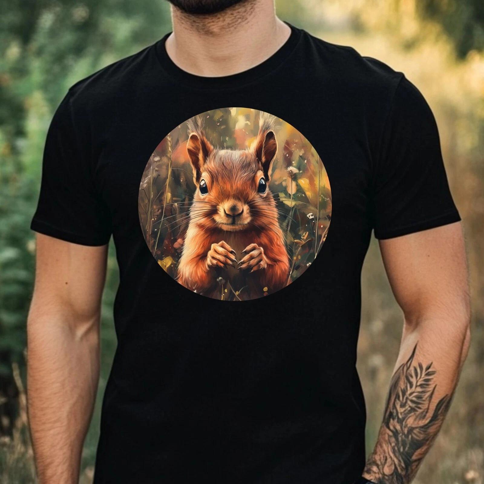 T-Shirt Herren Eichhörnchen Portrait Motiv Baumwolle Größe XS bis 5XL S