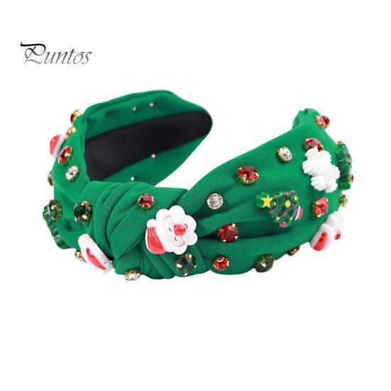 Vánoční čelenka Dámská čelenka s mini kamínky na vánoční stromeček Lehká slavnostní čelenka do vlasů pro večírky