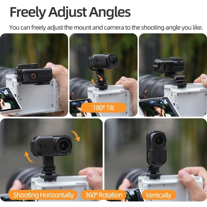 ABS Camera Bracket Holder for Action Cameras Offering Secure Cold Shoe Base Enhances Stability During Recording