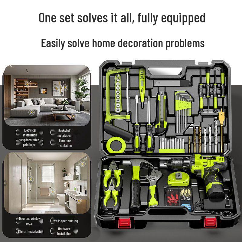 High-Power Brushless Lithium Hand Drill Set with Toolbox