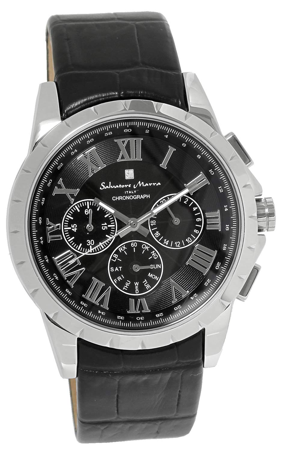 Salvatore Marra Radio Solar Chronograph Limited Edition Watch Black and Silver Men