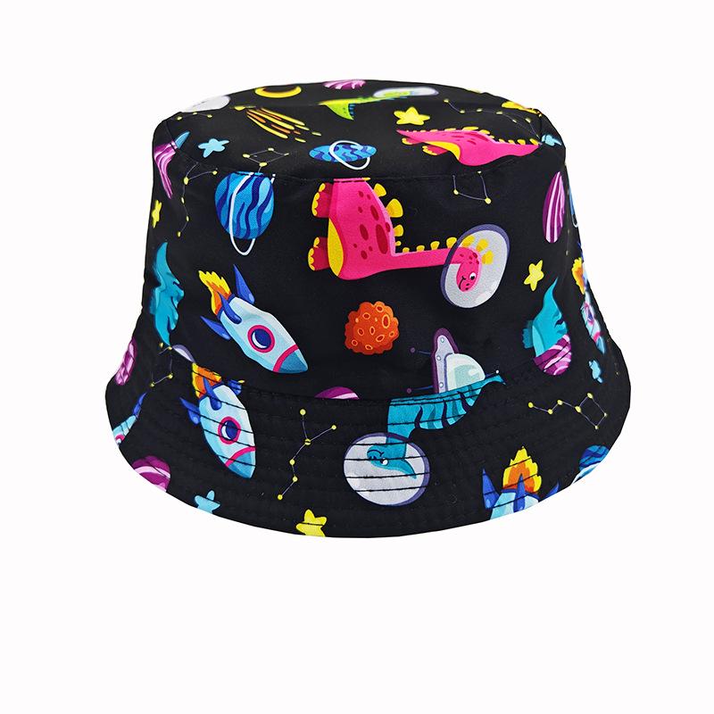 Kids' Cartoon Print Sun Protection Bucket Hat, Double-Sided for Boys & Girls, Trendy Outdoor Headwear