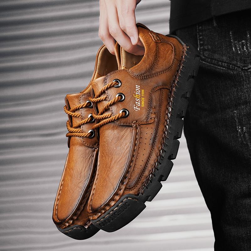 Fashion Adults Men's Casual Leather Shoes Non-Slip Summer Men's Sneakers Original Comfortable ManHiking Shoes on Sale Treking Footwear