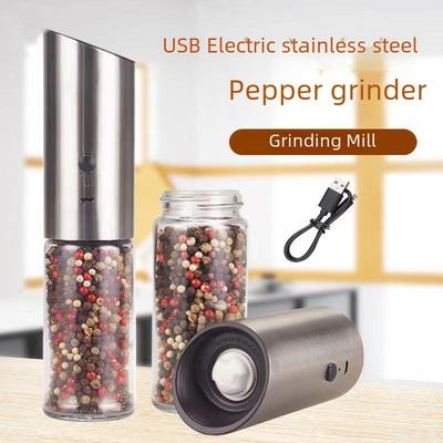 Moulin à poivre et sel de mer électrique USB en acier inoxydable
