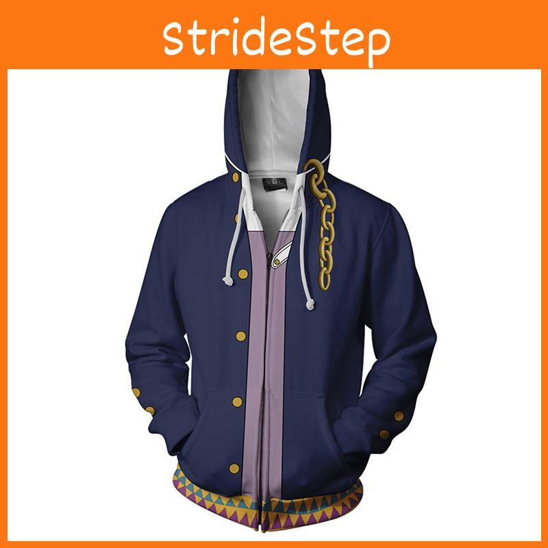 Jojos Bizarre Adventure Cosplay Hoodie Mens Stylish Zipper Jacket With Long Sleeves