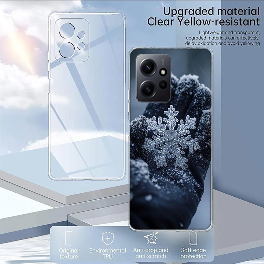 Snowflake Winter White Snow Christmas Phone Case For Redmi Note 14 15 Pro 5G 13 12 Pro Plus 11 11T 11E 11S 10 Pro 10S 9 9S Cover