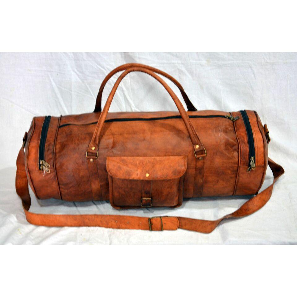Vintage Leather Overnight Travel Duffle Luggage Gym Bag Handmade Men Weekend