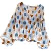 Comfortable Women's Casual Blouse Lightweight Semi-sheer Blouse Semi-sheer Pleated Polka Dot Top with Cropped Hem, Flowy Blouse for All-day Wear