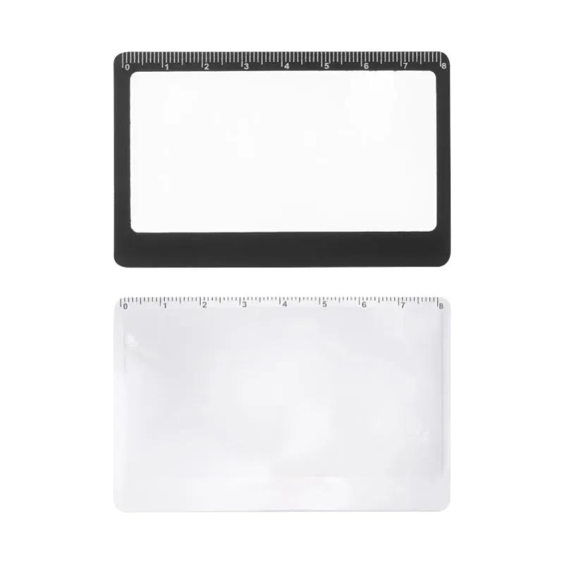 Portable Pocket Magnifier Ultra-thin Camping Fire Starter 3X Reading Magnifying Glass with Ruler Magnifying Glass Solar Igniter