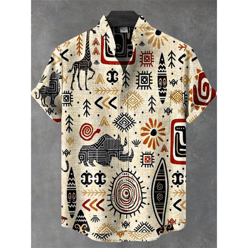 Nuova Camicia da Uomo Comoda a Maniche Corte in Lino Alta Qualità Costume Stampa Artistica Gatto Cartone Animato Nuova Serie