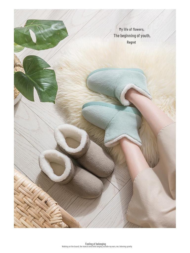 Lidani Women's Winter Postpartum Plush Cotton Slippers with Heel, Thick Sole Indoor Shoes, Fluffy for Couples.