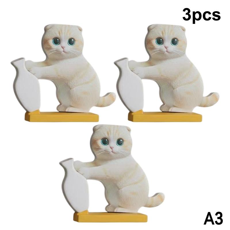 Mini Vase Acrylic Cat Whiskers Collection Fridge Magnet Cat Pushing Vase Decor Ornaments Cat Hair Memorial Box Home Office Decor