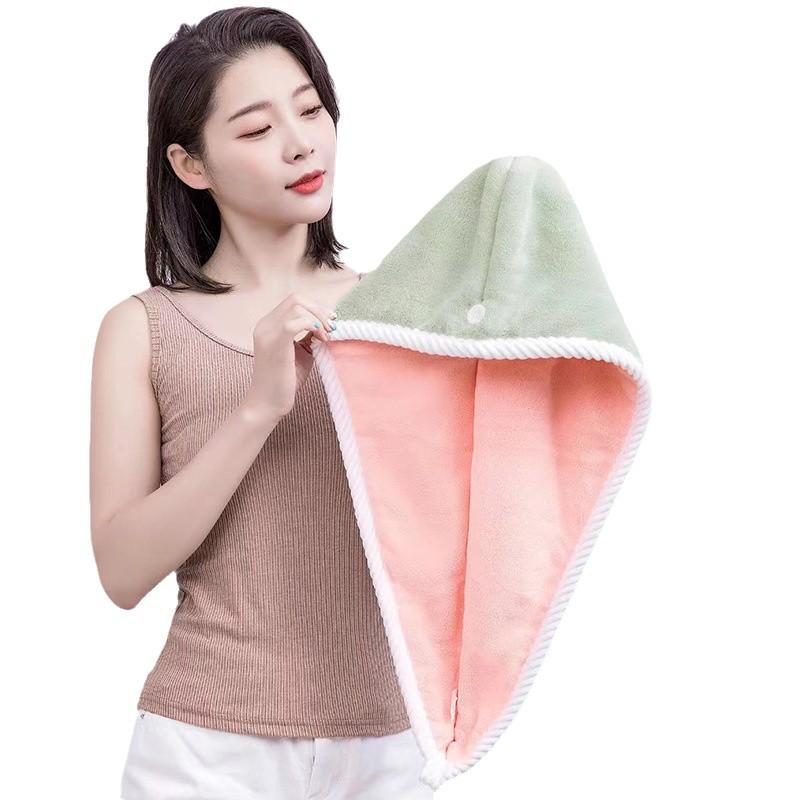 Women's Double-Layer Quick-Dry Hair Cap - Super Absorbent, Thickened Headscarf Towel with Logo Print