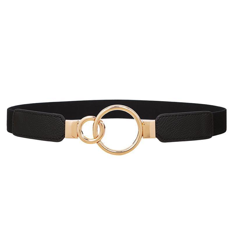 Classic Faux Leather Stretch Waist Belt With Alloy Hook For Women Daily Wear