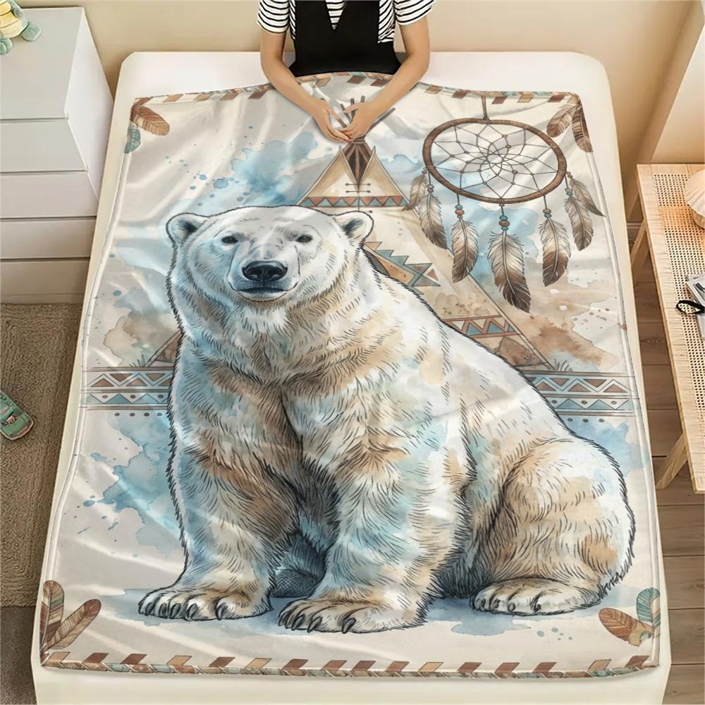 1PC Bohemian Watercolor Animals Print FlAannel Blanket, High Quality Comfortable for All Seasons, Home Decor, Warmth and Comfort
