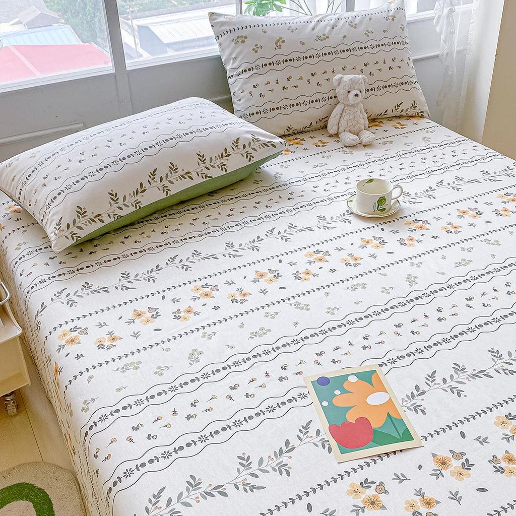 Pure Cotton Three-Piece Bed Sheet Set - Coarse Cloth, Fitted, Suitable for Dorms and Babies