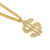 Full of Rheinstone Hip Hop Golden Dollar Sign Pendant Necklace Men Women Punk Fashion Rock Rap Jewelry Gift