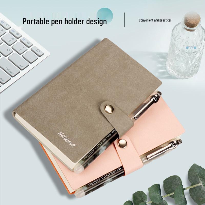 A6 Retro Leather Buckle Notebook: Thick, Portable, Soft Cover Mini Notepad