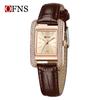 OFNS Elegant Women's Square Dial Watch: Simple Niche Bar Markers, Waterproof, Luxury Diamond Inlaid Quartz.