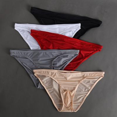 Men Summer Briefs 3D U-convex Low-rise U-convex Thin Panties Solid Color Three-dimensional Pouch Underwear