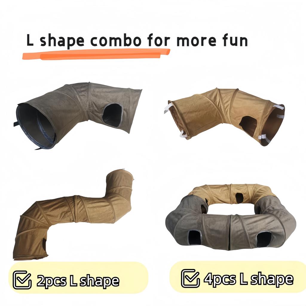 Collapsible Cat Winter Suede Tunnel for Puppy Rabbit Kitten Play Chase Hide Tunnel,Interactive Bedding Toy In 2 Ways 3 Ways