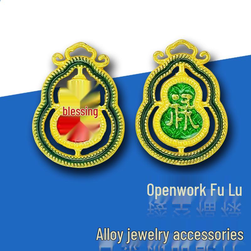 Doppelseitiger Fu Lu Kürbis Anhänger im chinesischen Stil für DIY Handgemachten Schmuck und Halsketten Basteln