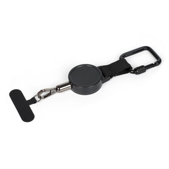 Zatahovací poutko na telefon s klipem na opasek 60cm ocelové lanko klip na telefon proti krádeži a pro hands-free použití univerzální venkovní dobrodružné příslušenství pro telefon