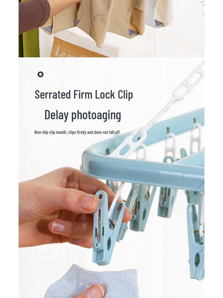 32-Clip Multifunctional Drying Rack Hanger for Socks and More